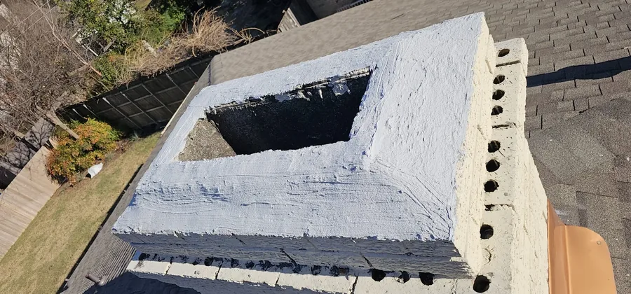 Chimney crown freshly resurfaced and sealed